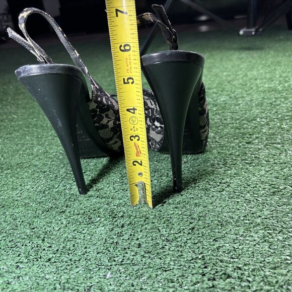 Giuseppe Zanotti Black Cream Lace Peep Toe Slingback Platform High Heels 38.5 - Picture 9 of 9